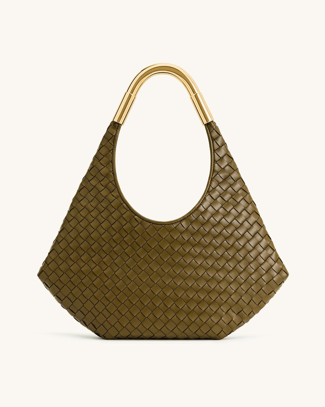 JW PEI Olive Green Women Olivia Hand-Woven Metal Handle Hobo Bag - Olive Green SKU: 8T059-71_Olive Green Image 01