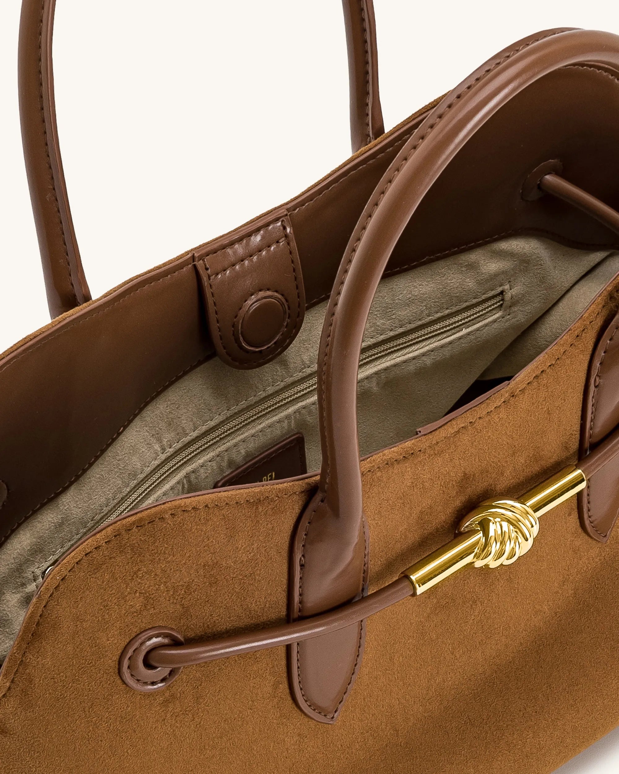 JW PEI Caramel Brown Women Adele Metal Rope Knot Tote Bag - Caramel Brown SKU: 8T112-3_Caramel Brown Image 04