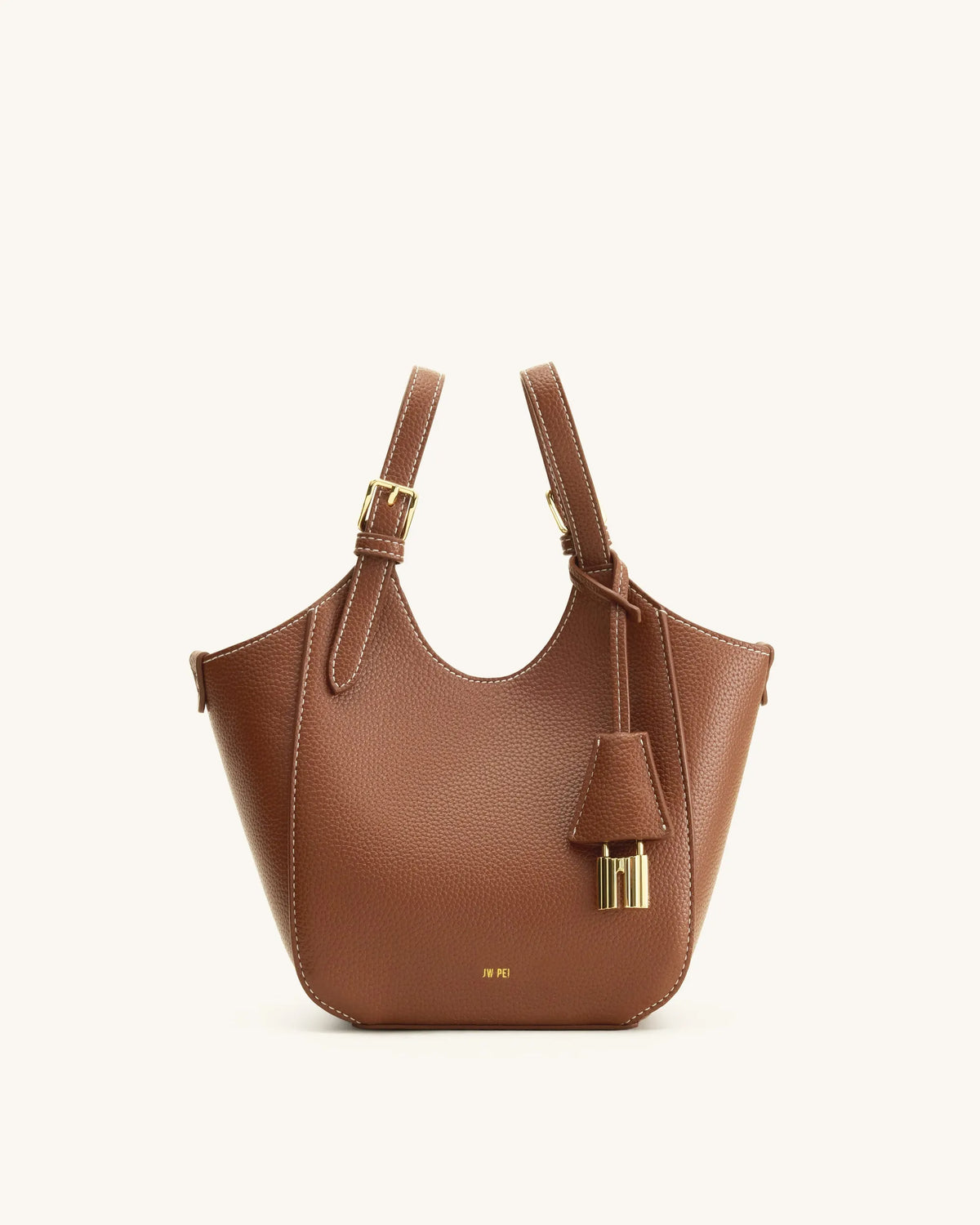 JW Pei Chocolate Brown Women Ines Padlock Tote Bag SKU: 8T113-30_Chocolate Brown Image 01
