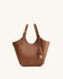 JW Pei Chocolate Brown Women Ines Padlock Tote Bag SKU: 8T113-30_Chocolate Brown Image 01
