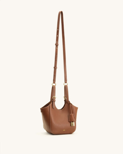 JW Pei Chocolate Brown Women Ines Padlock Tote Bag SKU: 8T113-30_Chocolate Brown Image 02