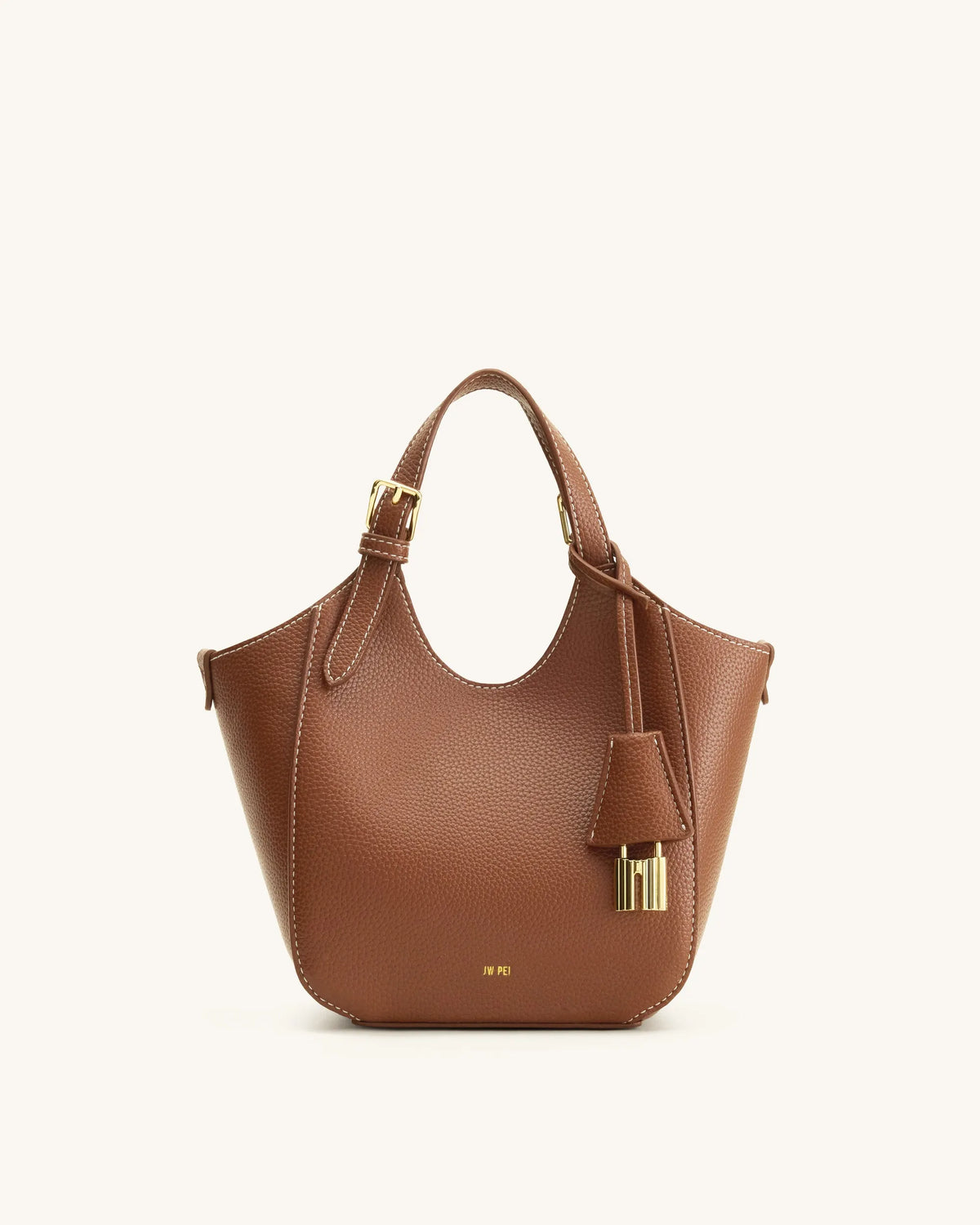 JW Pei Chocolate Brown Women Ines Padlock Tote Bag SKU: 8T113-30_Chocolate Brown Image 03