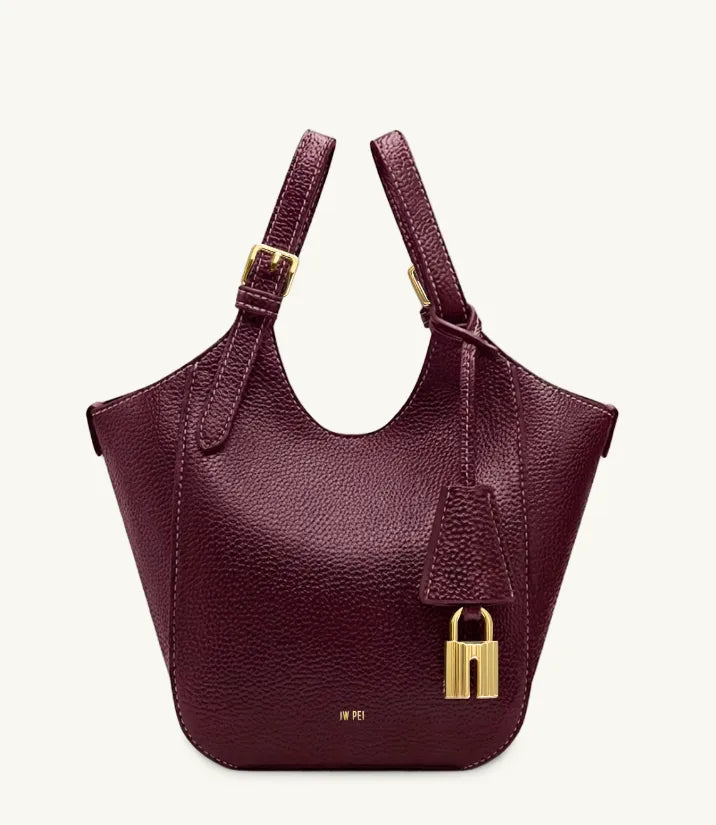 JW Pei Burgundy Women Ines Padlock Tote Bag SKU: 8T113-41_Burgundy Image 01