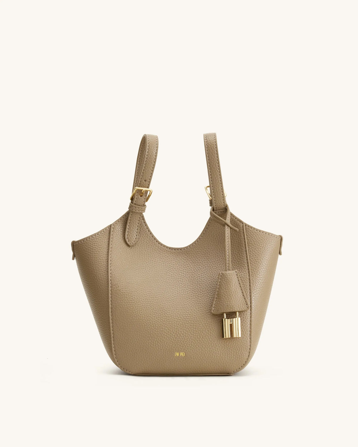 JW Pei Grey Beige Women Ines Padlock Tote Bag SKU: 8T113-9_Grey Beige Image 01