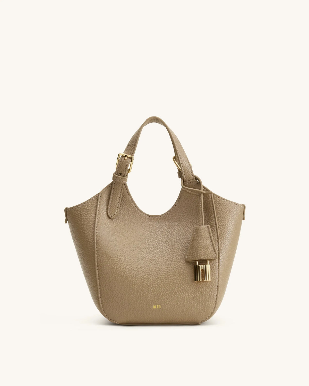 JW Pei Grey Beige Women Ines Padlock Tote Bag SKU: 8T113-9_Grey Beige Image 03