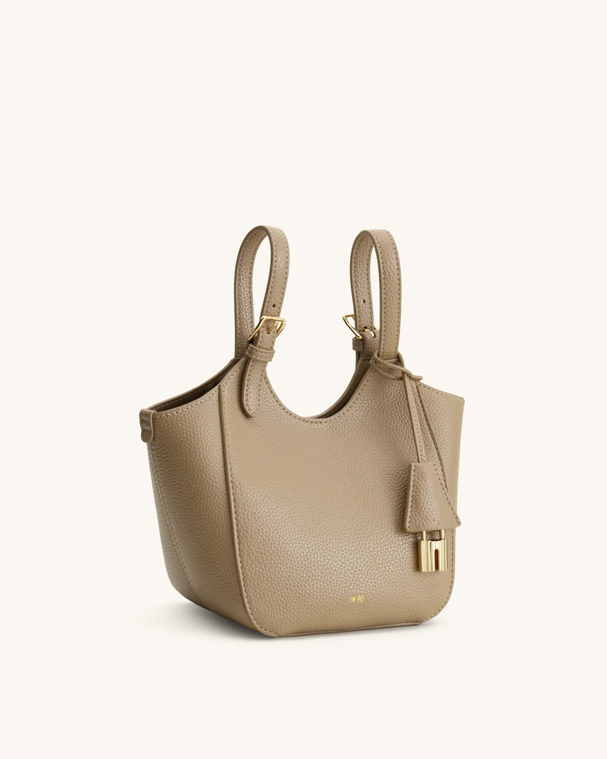 JW Pei Grey Beige Women Ines Padlock Tote Bag SKU: 8T113-9_Grey Beige Image 04