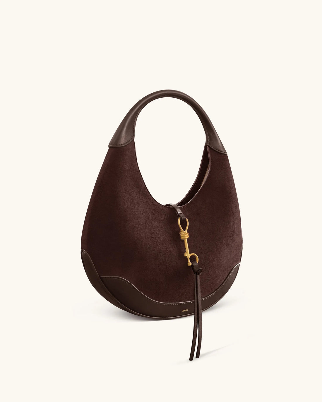 JW PEI Dark Brown Women Colette Faux Suede Crescent Hobo Bag - Dark Brown SKU: 8T114-3_Dark Brown Image 02