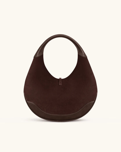 JW PEI Dark Brown Women Colette Faux Suede Crescent Hobo Bag - Dark Brown SKU: 8T114-3_Dark Brown Image 03