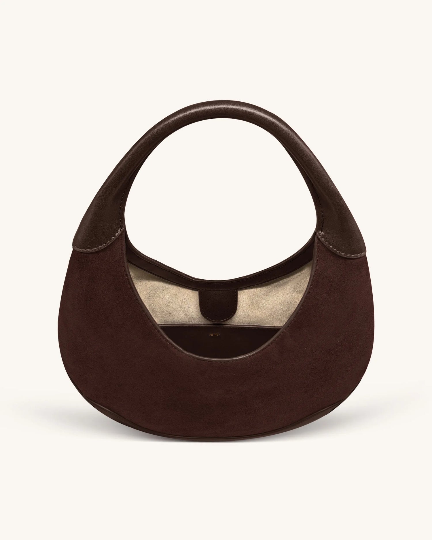 JW PEI Dark Brown Women Colette Faux Suede Crescent Hobo Bag - Dark Brown SKU: 8T114-3_Dark Brown Image 04