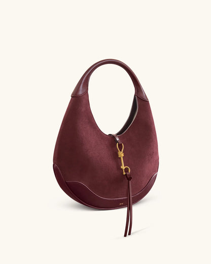JW PEI Deep Claret Women Colette Faux Suede Crescent Hobo Bag - Deep Claret SKU: 8T114-41_Deep Claret Image 02