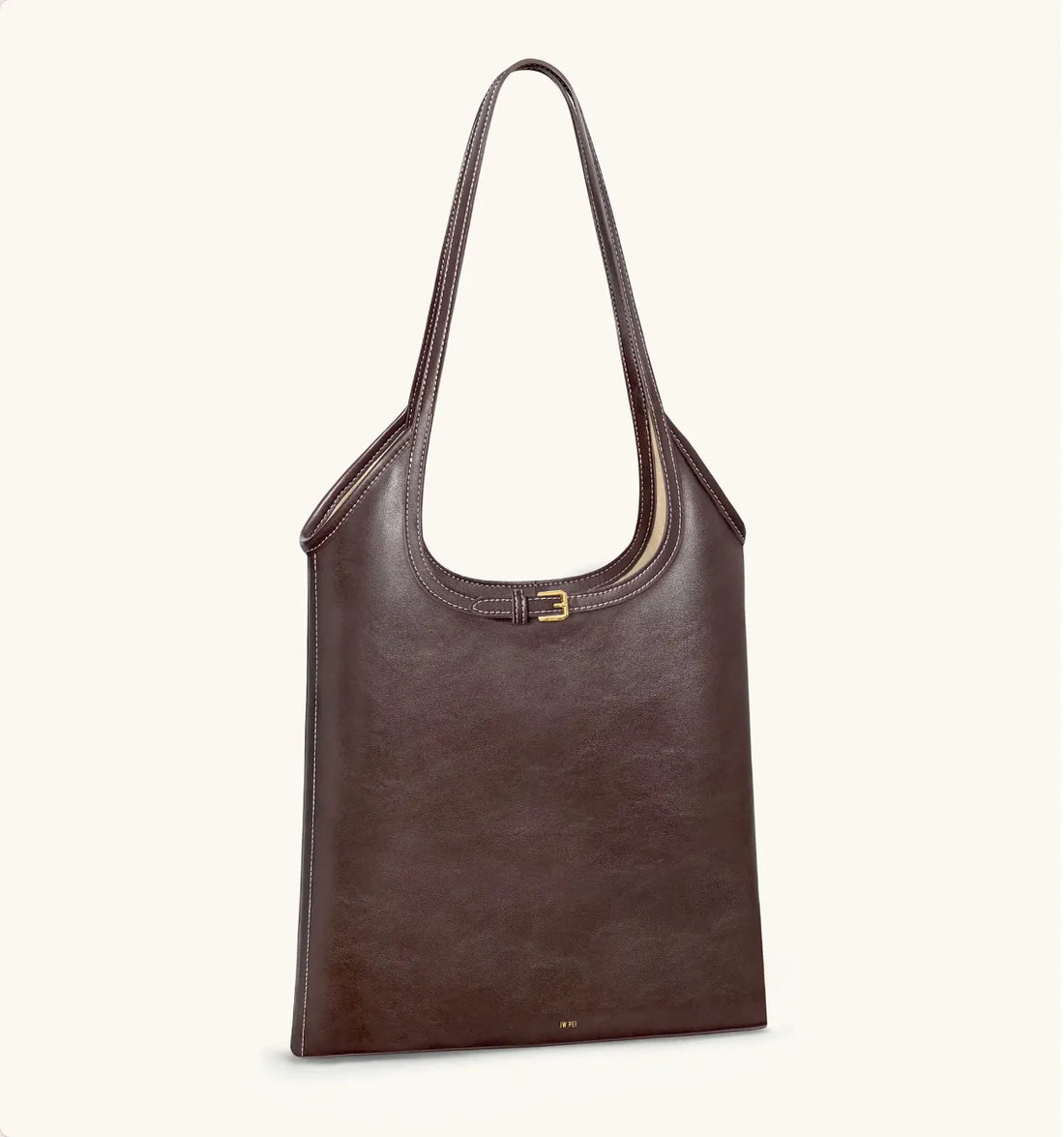 JW PEI Dark Brown  Brooke Belted Embellished Shoulder Tote Bag SKU: 8T116-3_Dark Brown Image 02