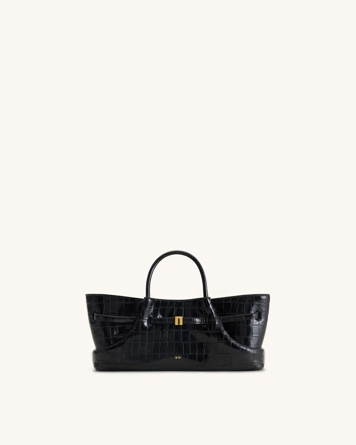 JW Pei Black Croc Women Maeve Dachshund Metal Charm Tote Bag SKU: 8T117-10_Black Croc Image 04