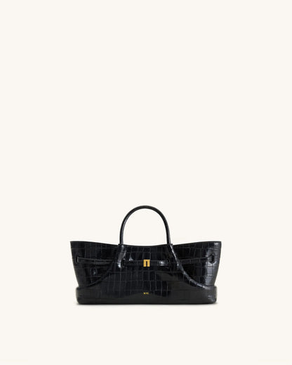 JW Pei Black Croc Women Maeve Dachshund Metal Charm Tote Bag SKU: 8T117-10_Black Croc Image 04