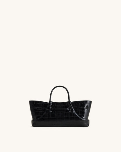 JW Pei Black Croc Women Maeve Dachshund Metal Charm Tote Bag SKU: 8T117-10_Black Croc Image 05
