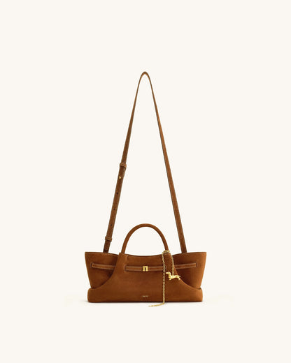 JW Pei Brown Women Maeve Dachshund Metal Charm Faux Suede Tote Bag SKU: 8T117-31_Brown Image 02