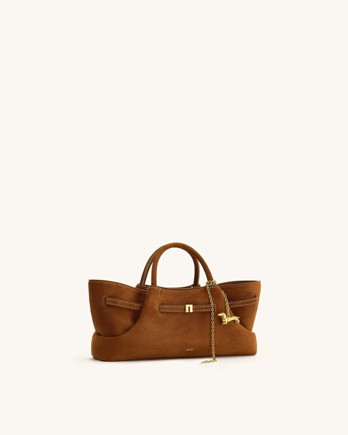 JW Pei Brown Women Maeve Dachshund Metal Charm Faux Suede Tote Bag SKU: 8T117-31_Brown Image 04