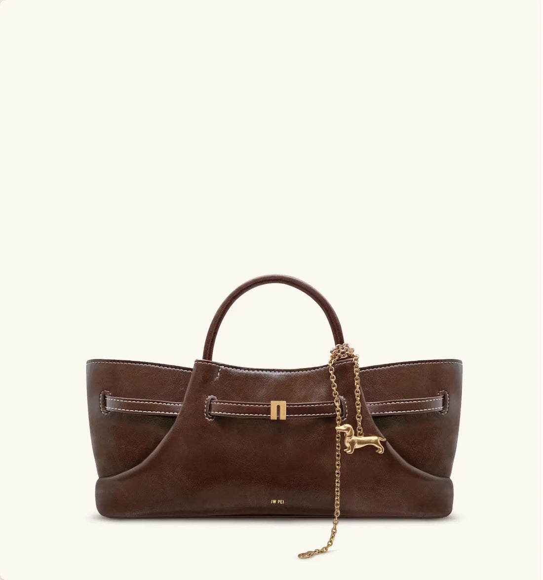 JW PEI Dark Brown  Maeve Dachshund Metal Charm Tote Bag SKU: 8T117-3_Dark Brown Image 01