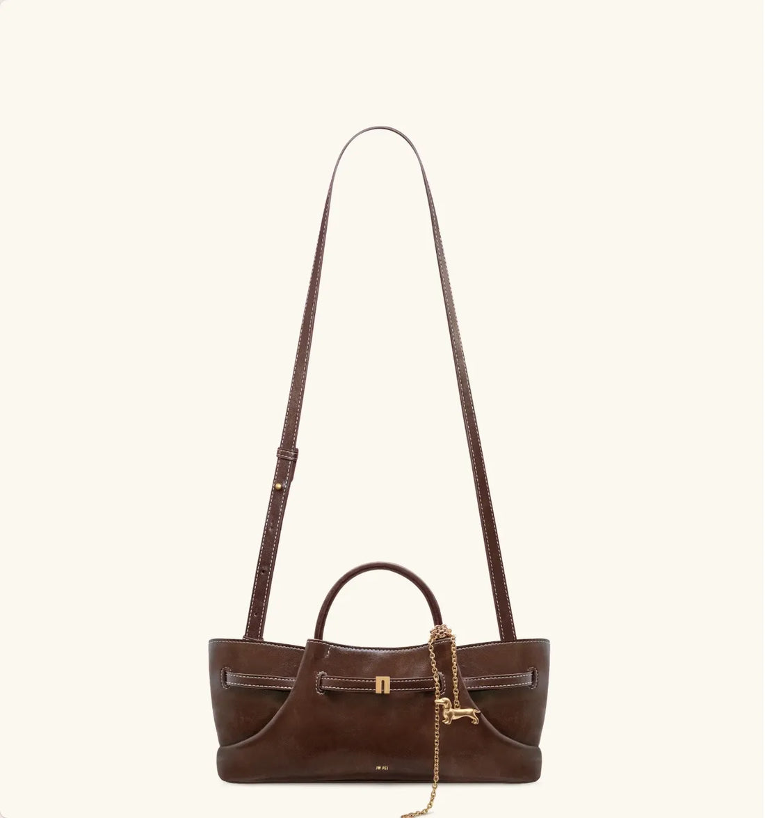 JW PEI Dark Brown  Maeve Dachshund Metal Charm Tote Bag SKU: 8T117-3_Dark Brown Image 02