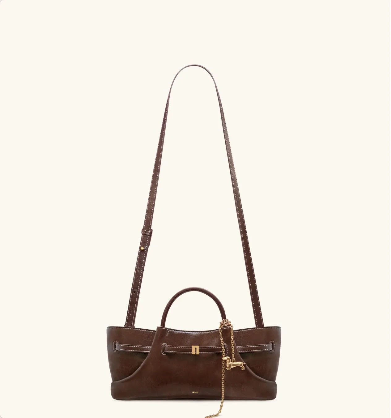 JW PEI Dark Brown  Maeve Dachshund Metal Charm Tote Bag SKU: 8T117-3_Dark Brown Image 02