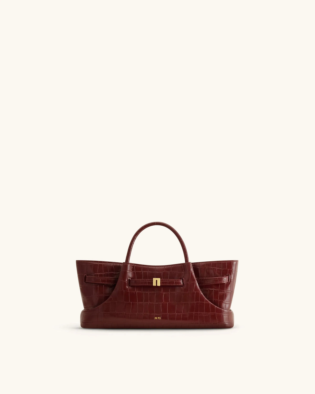 JW Pei Burgundy Croc Women Maeve Dachshund Metal Charm Tote Bag SKU: 8T117-41_Burgundy Croc Image 03
