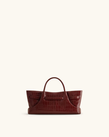 JW Pei Burgundy Croc Women Maeve Dachshund Metal Charm Tote Bag SKU: 8T117-41_Burgundy Croc Image 05