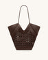 JW PEI Brown Women Maribel Woven Panel Tote Bag SKU: 8T121-3_Dark Brown Image 01