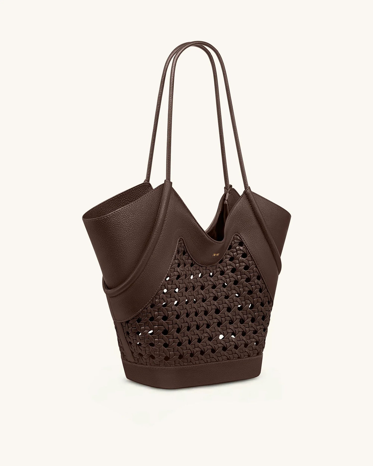 JW PEI Brown Women Maribel Woven Panel Tote Bag SKU: 8T121-3_Dark Brown Image 03