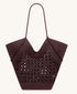 JW Pei Burgundy Women Maribel Woven Panel Tote Bag SKU: 8T121-4_Burgundy Image 01