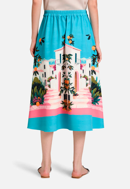 Betty Barclay Cream/Pink Women Slip-On Skirt with Print SKU: 9042-3214_1843 Image 04