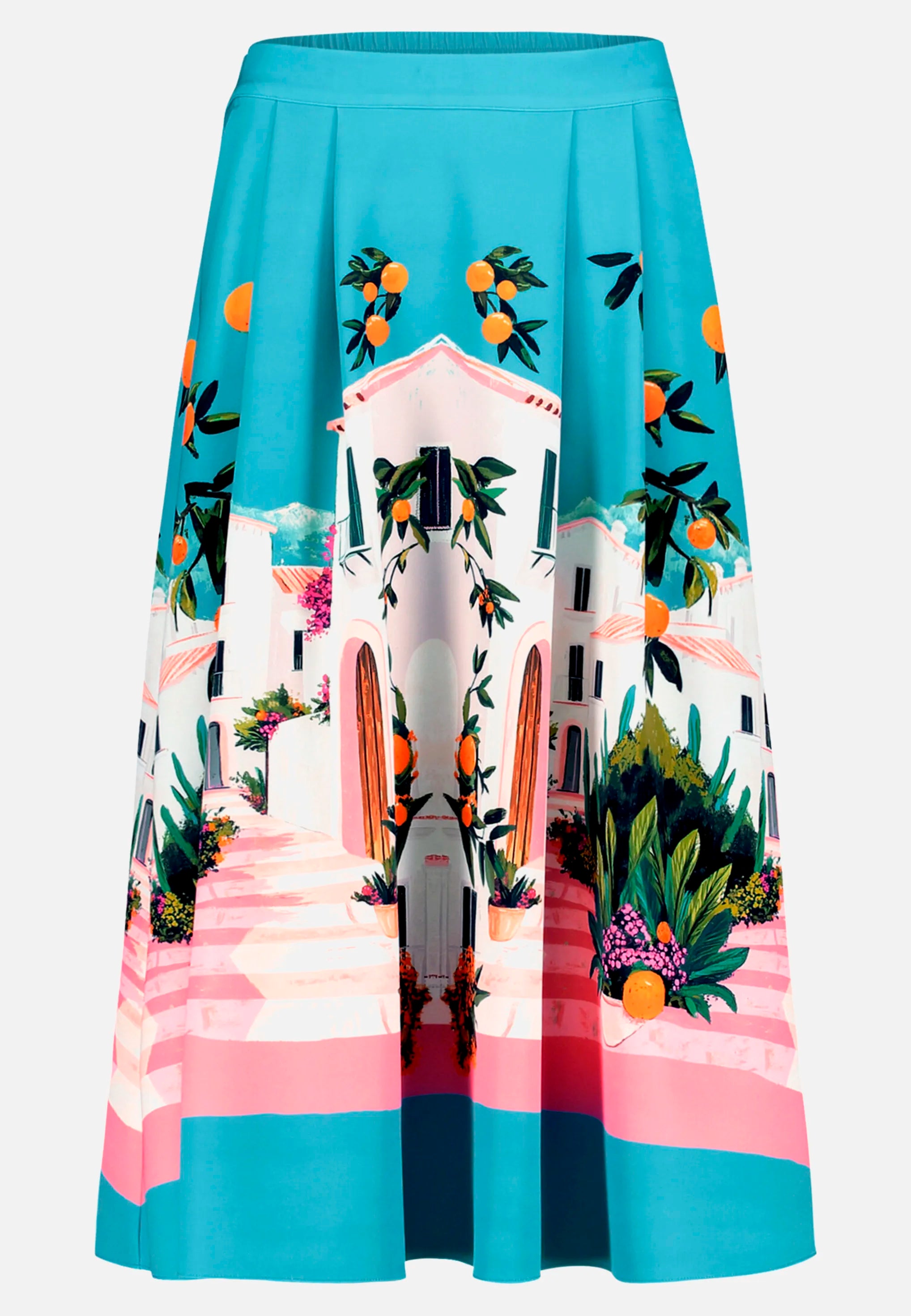 Betty Barclay Cream/Pink Women Slip-On Skirt with Print SKU: 9042-3214_1843 Image 05