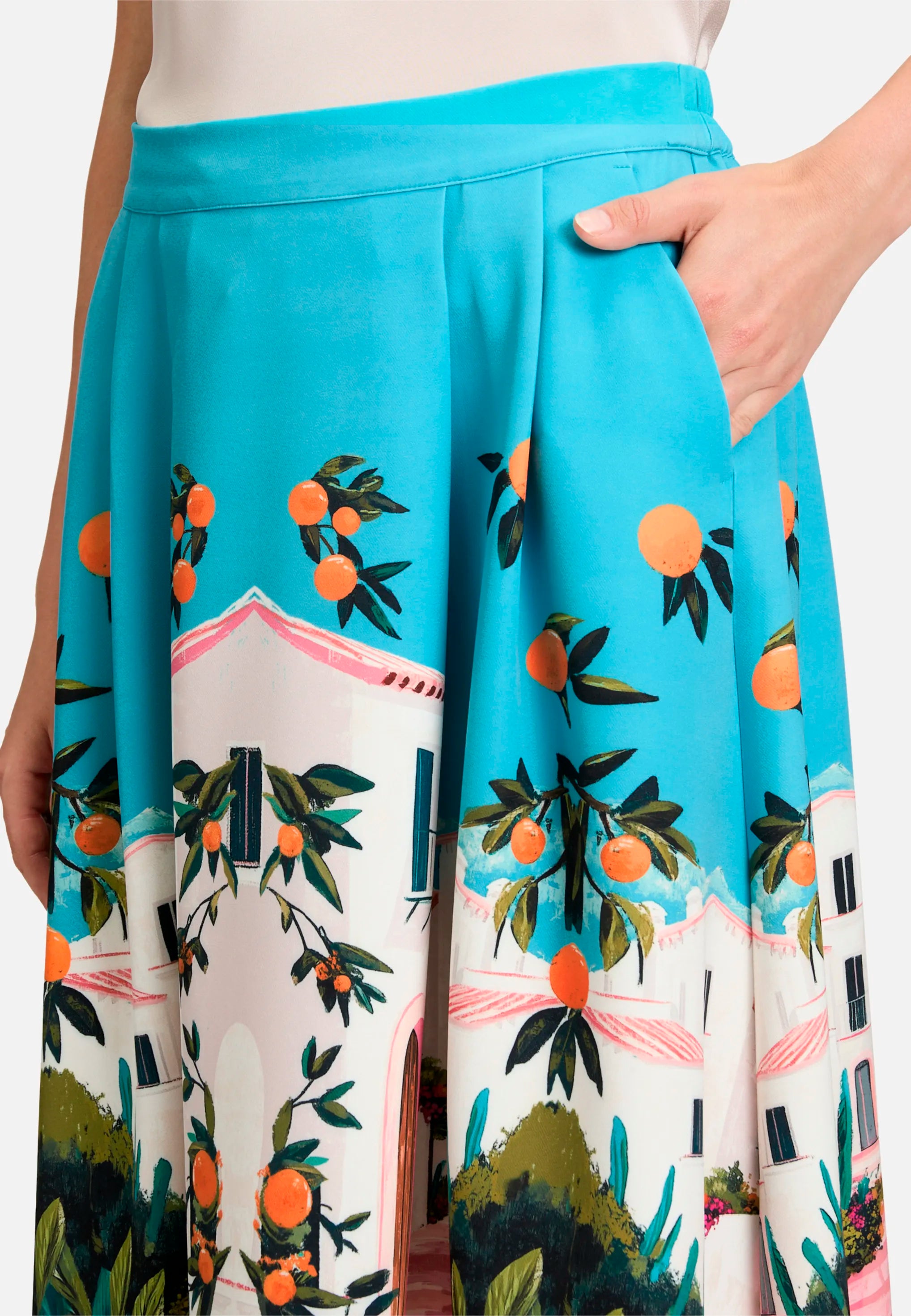 Betty Barclay Cream/Pink Women Slip-On Skirt with Print SKU: 9042-3214_1843 Image 08