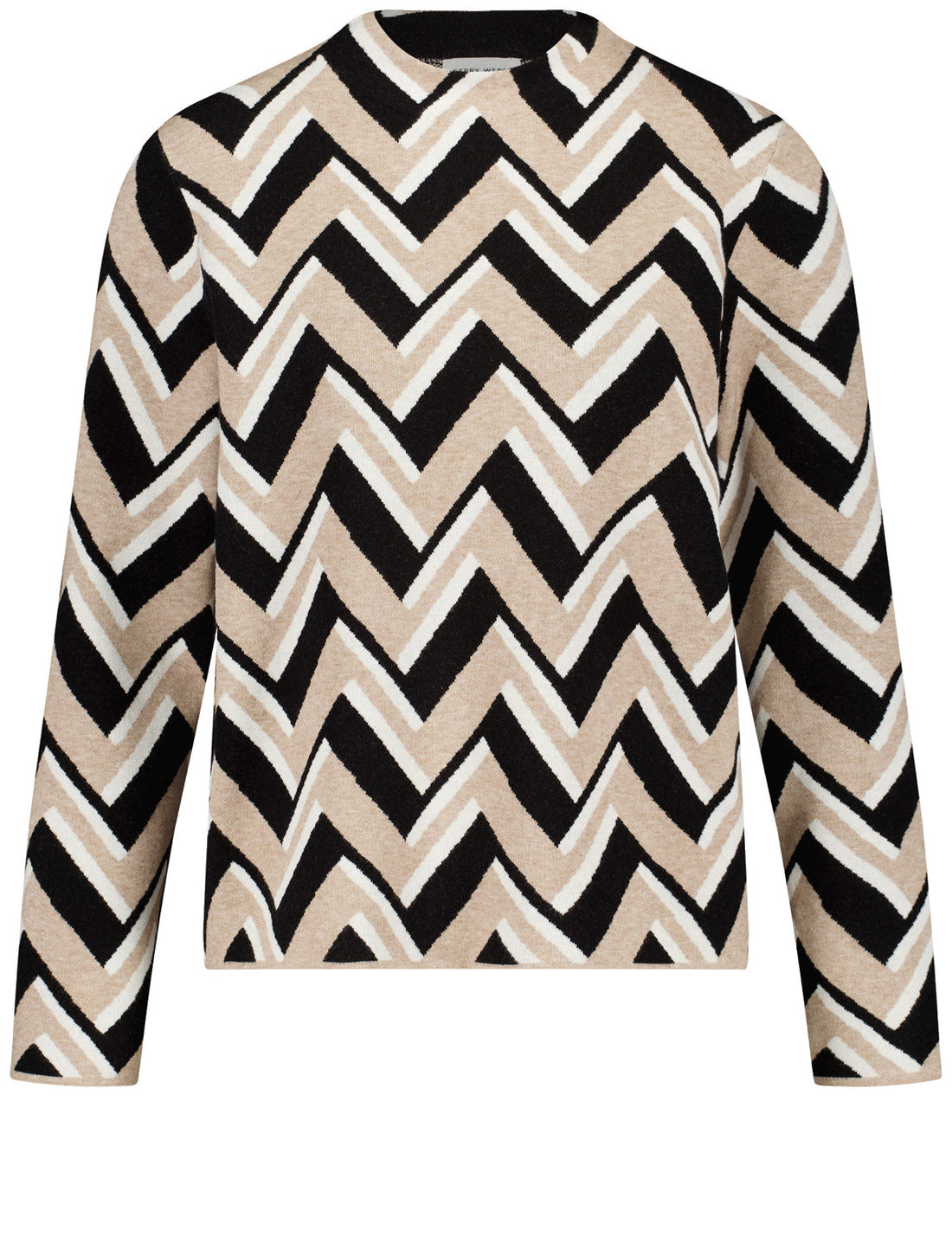 Gerry Weber_Taupe/Black Jacquard_Pullover 1/1 Sleeve_919008-57002_9168_01