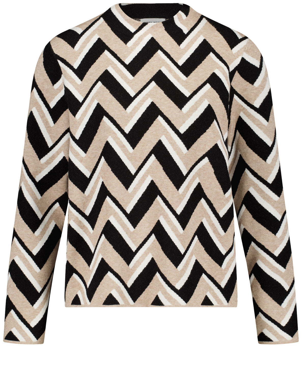 Gerry Weber_Taupe/Black Jacquard_Pullover 1/1 Sleeve_919008-57002_9168_01