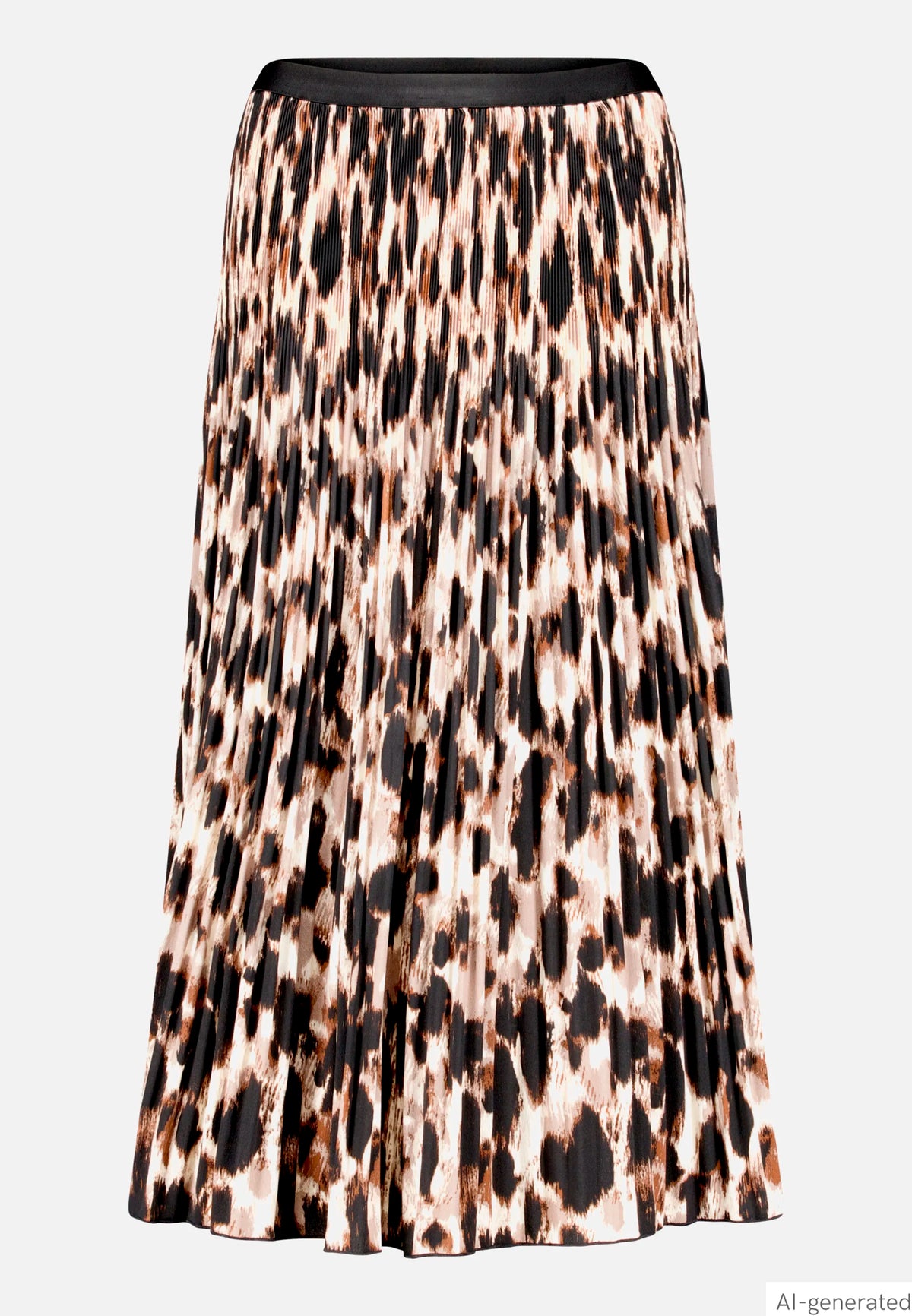 Betty Barclay Beige/Black Women Pleated Midi Skirt with Leopard Print SKU: 9303-1676_7898 Image 04