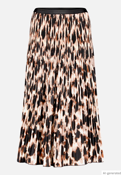 Betty Barclay Beige/Black Women Pleated Midi Skirt with Leopard Print SKU: 9303-1676_7898 Image 04