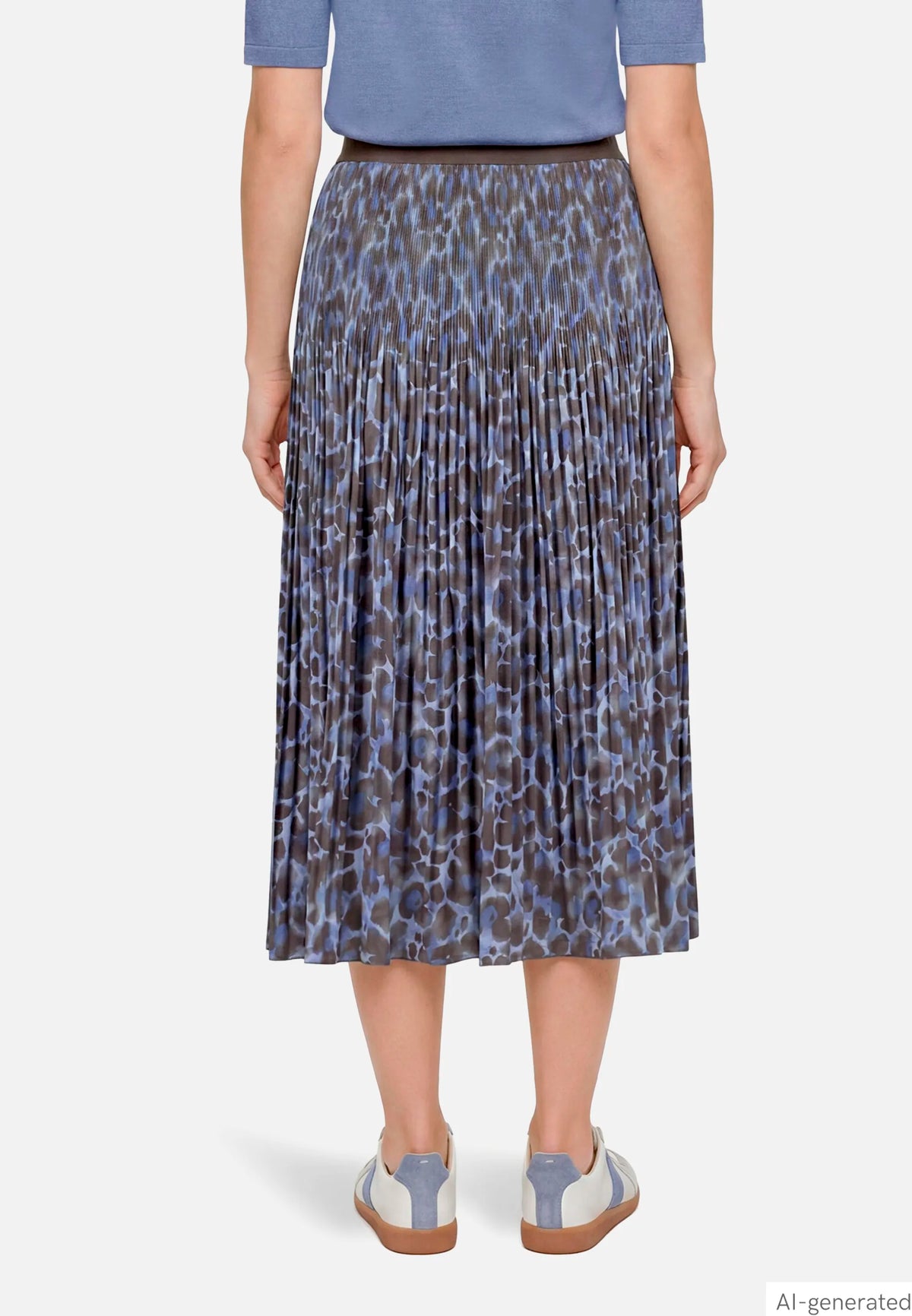 Betty Barclay Blue/Brown Women Pleated Midi Skirt with Animal Print SKU: 9305-1697_8870 Image 03