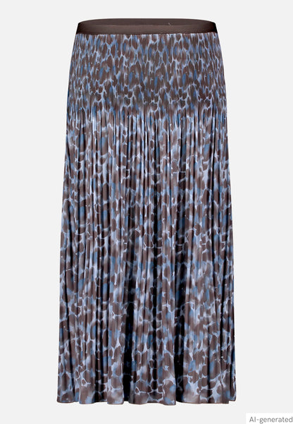 Betty Barclay Blue/Brown Women Pleated Midi Skirt with Animal Print SKU: 9305-1697_8870 Image 04