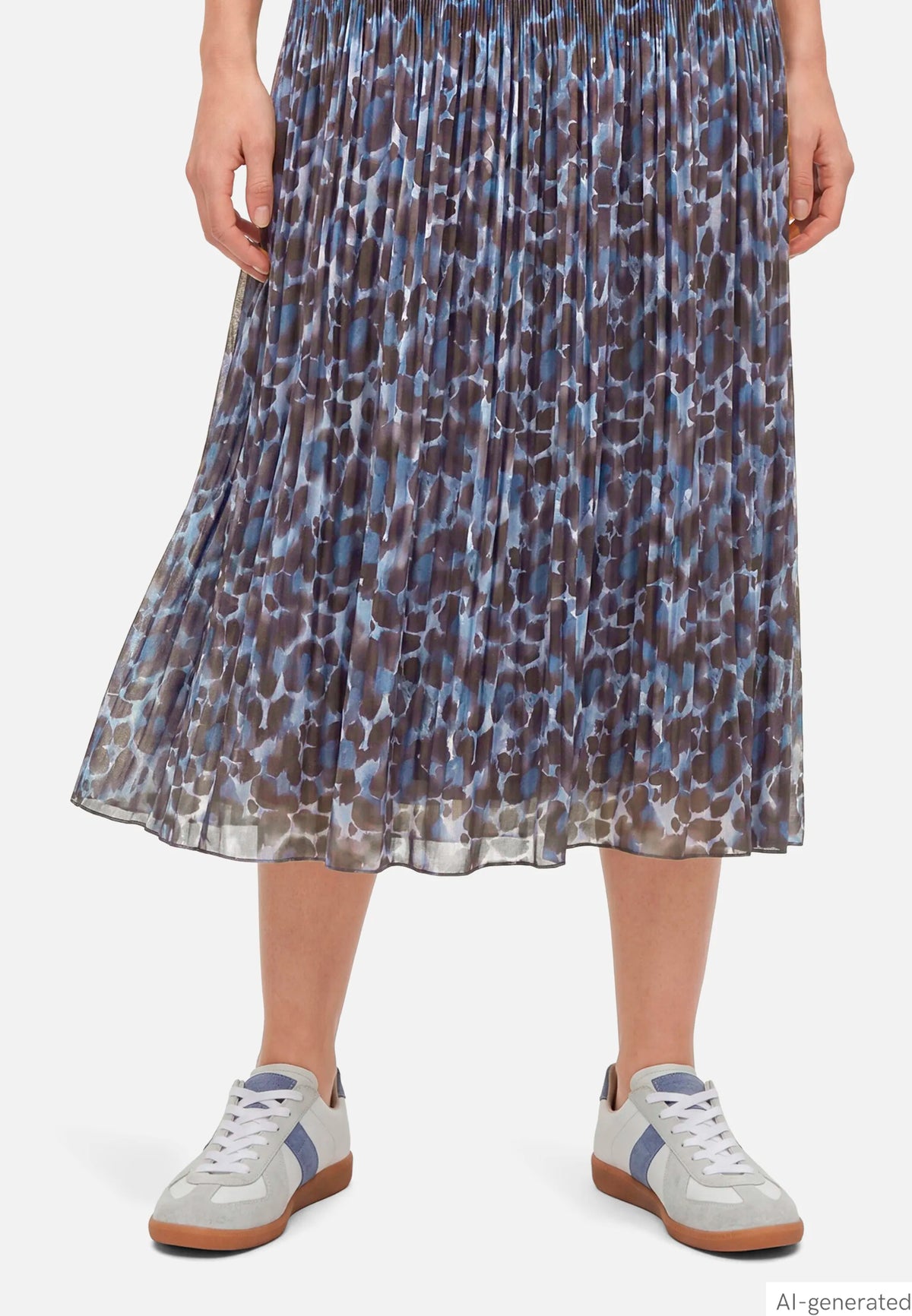 Betty Barclay Blue/Brown Women Pleated Midi Skirt with Animal Print SKU: 9305-1697_8870 Image 07