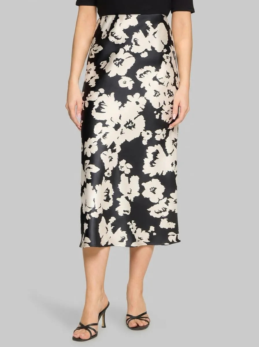 Betty Barclay Black/Cream Women Patterned Satin Skirt SKU: 9455-1741_9812 Image 00