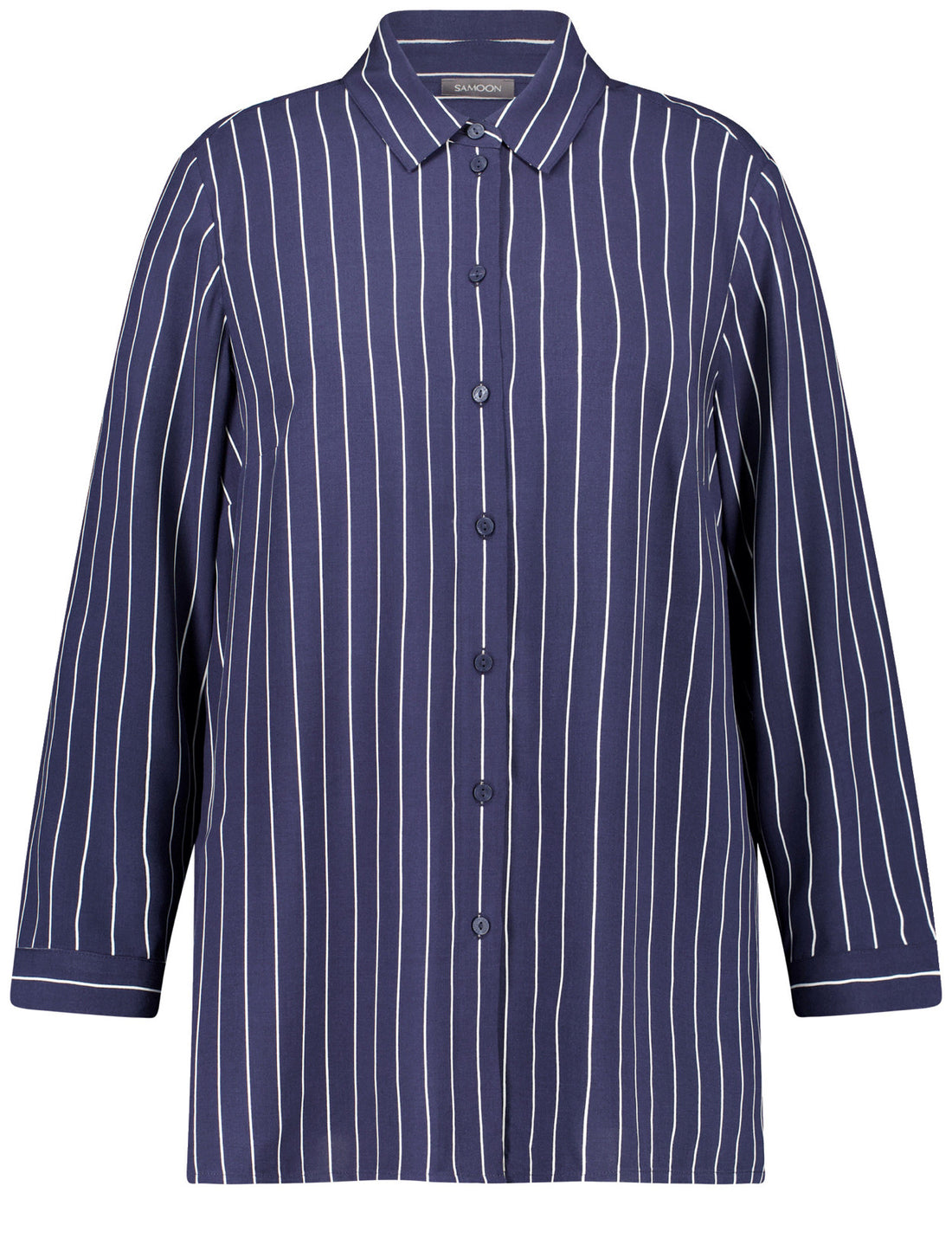 Samoon_Dark Lake Blue Patterned_Blouse 1/1 Sleeve_946003-84003_8452_01