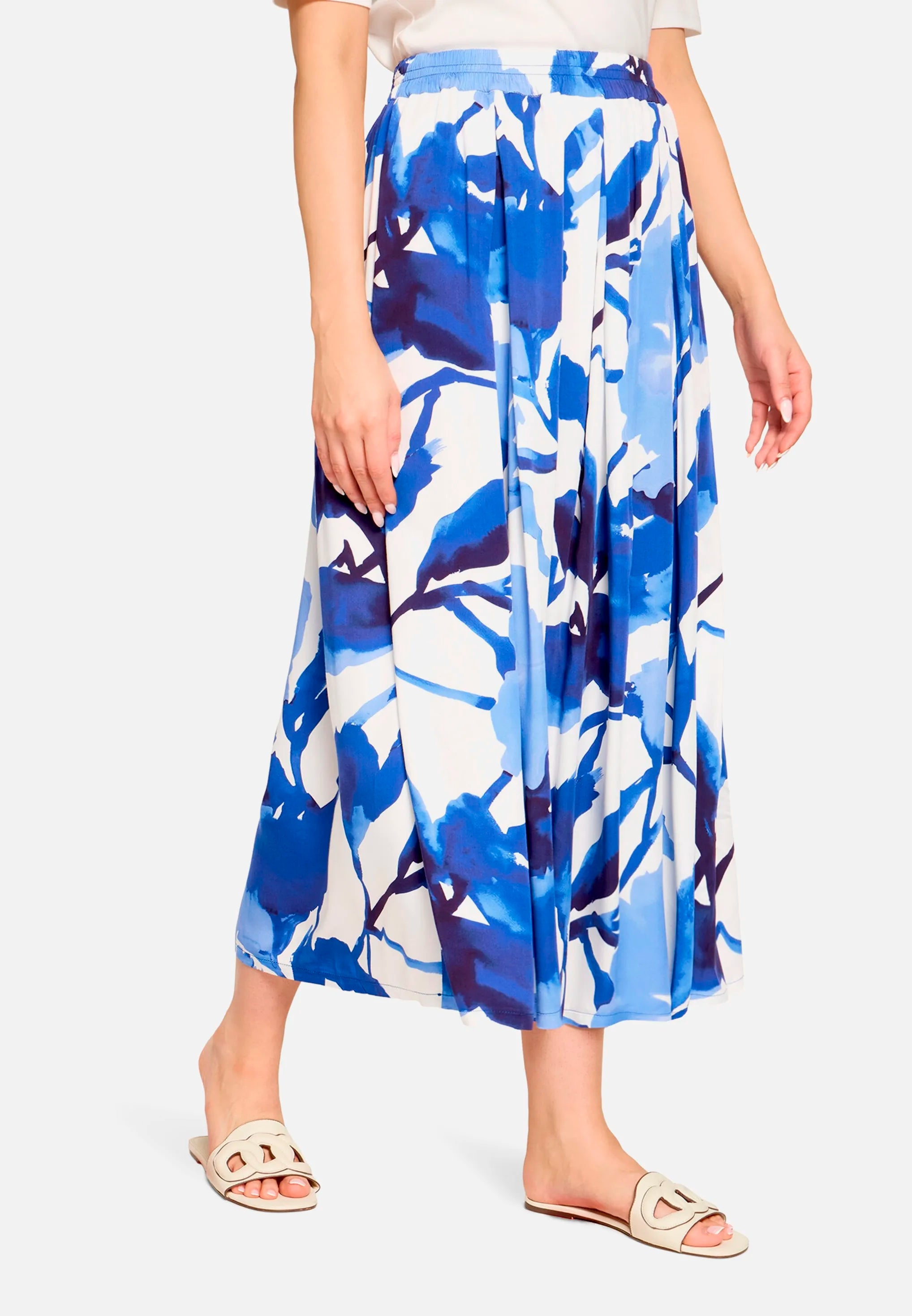 Betty Barclay Cream/Blue Women Slip-On Skirt with Side Pockets SKU: 9488-1875_1881 Image 07