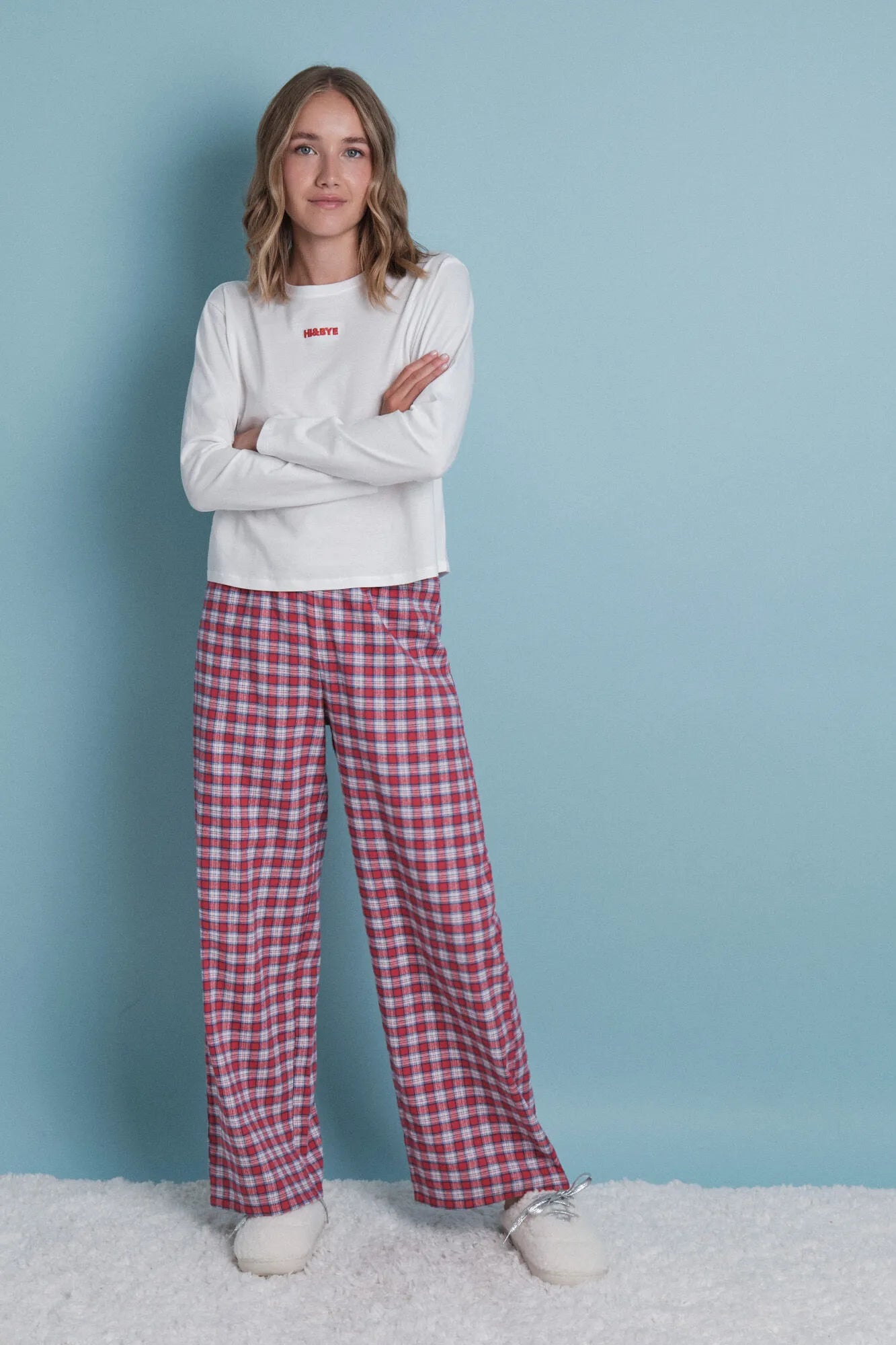 Women Secret_Ivory_Red Vichy Check Long Pajamas 100% Cotton_9522055_96_02