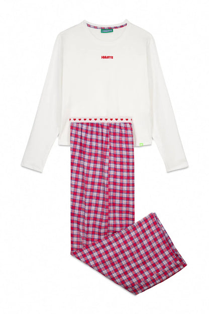 Women Secret_Ivory_Red Vichy Check Long Pajamas 100% Cotton_9522055_96_07