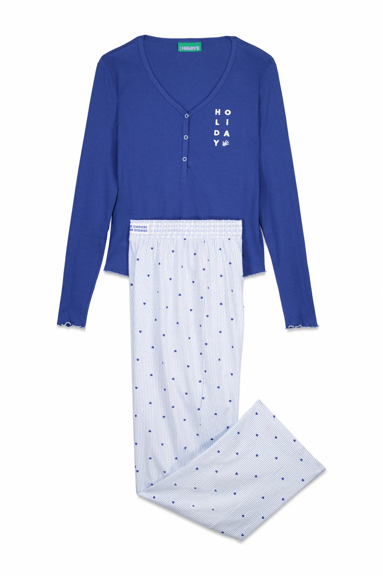 Women Secret_Blue Print_Long Pyjamas Blue Striped Cotton Pajamas_9522058_19_07