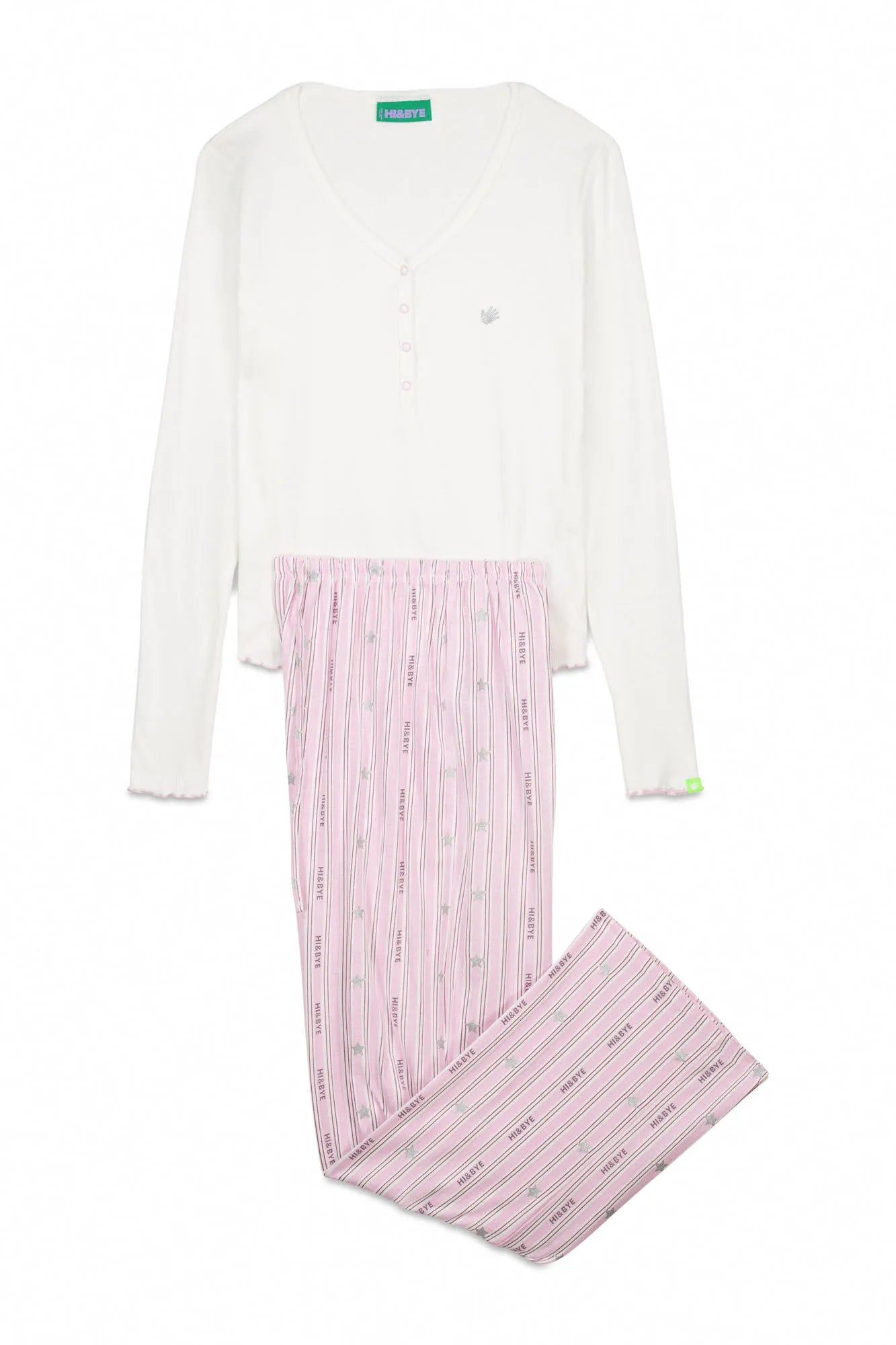 Women Secret_Ivory_Long Pyjamas with White Striped and Logo_9522059_96_06