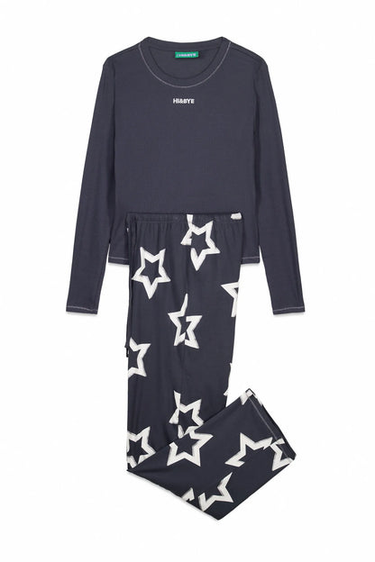 Women Secret_Charcoal Grey_Long Pyjamas with Stars_9522061_40_08