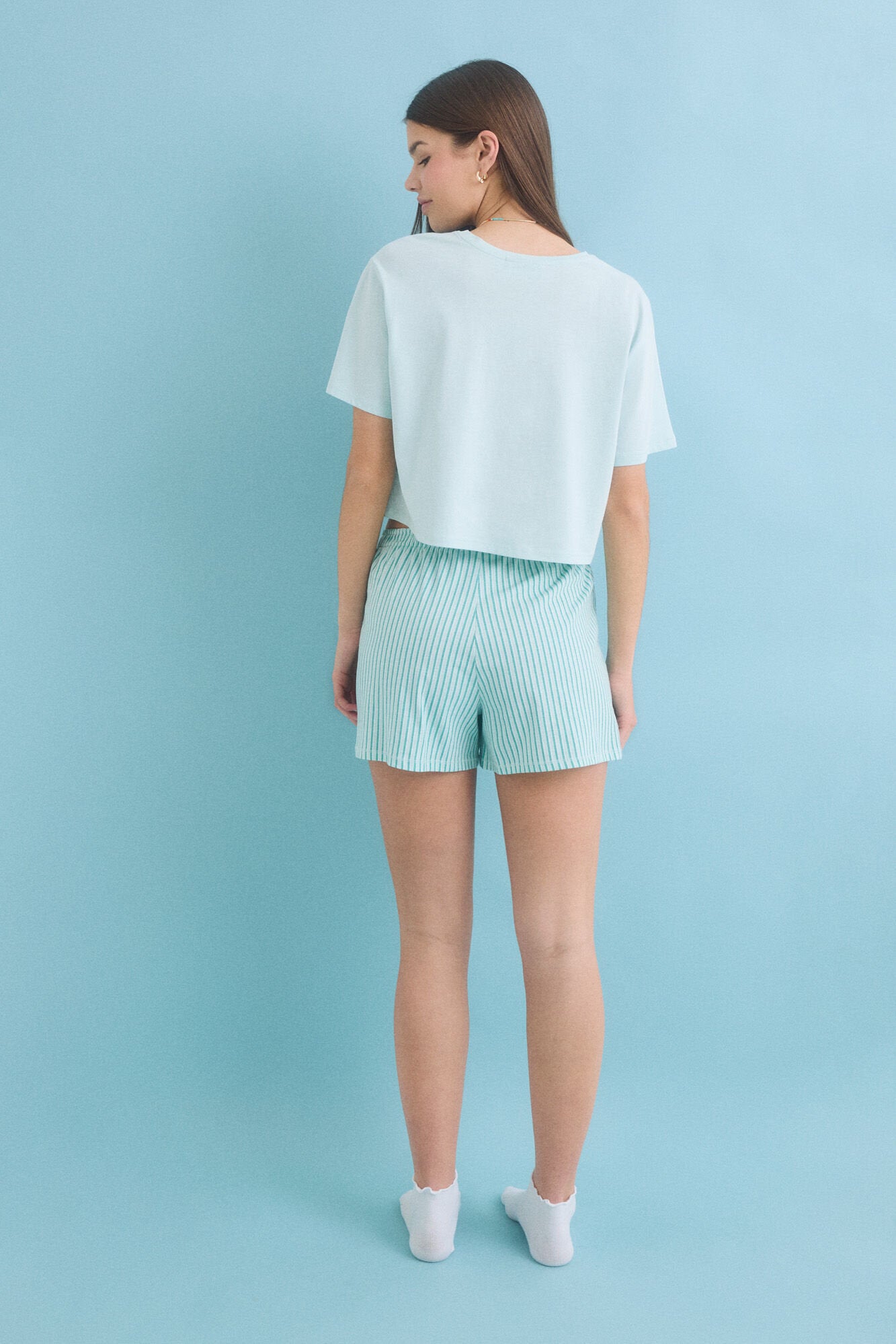 Women Secret_100% Cotton Short Pyjamas in Green_9529546_26_07