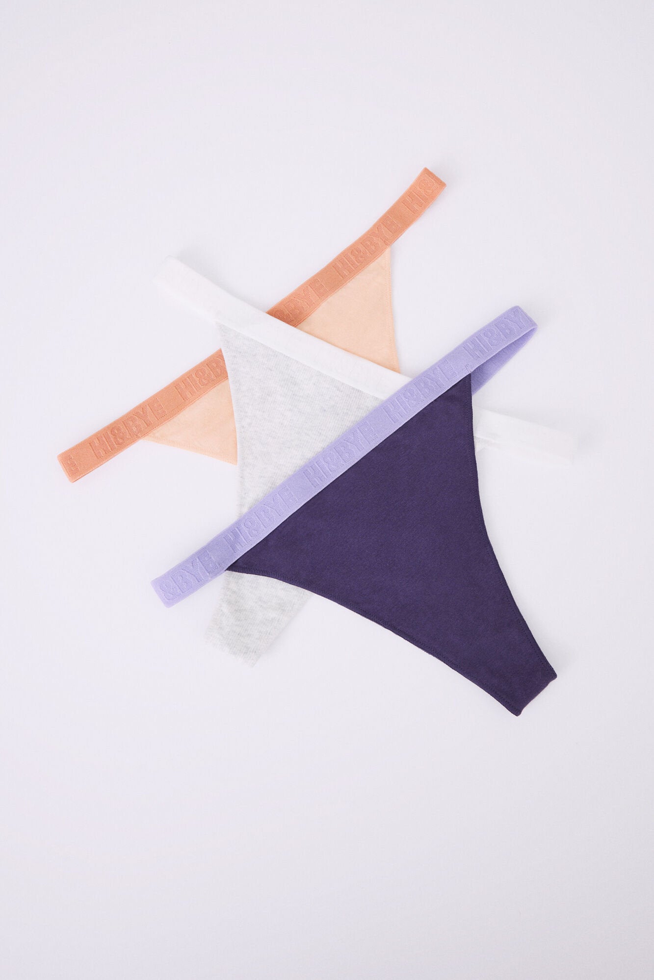 Pack Of 3 Cotton Thongs In Grey, Purple &amp; Orange_08