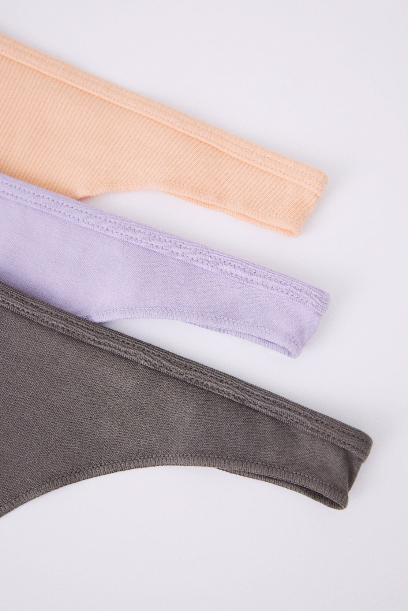 Pack Of 3 Cotton Thongs In Lilac, Yellow &amp; Brown_02