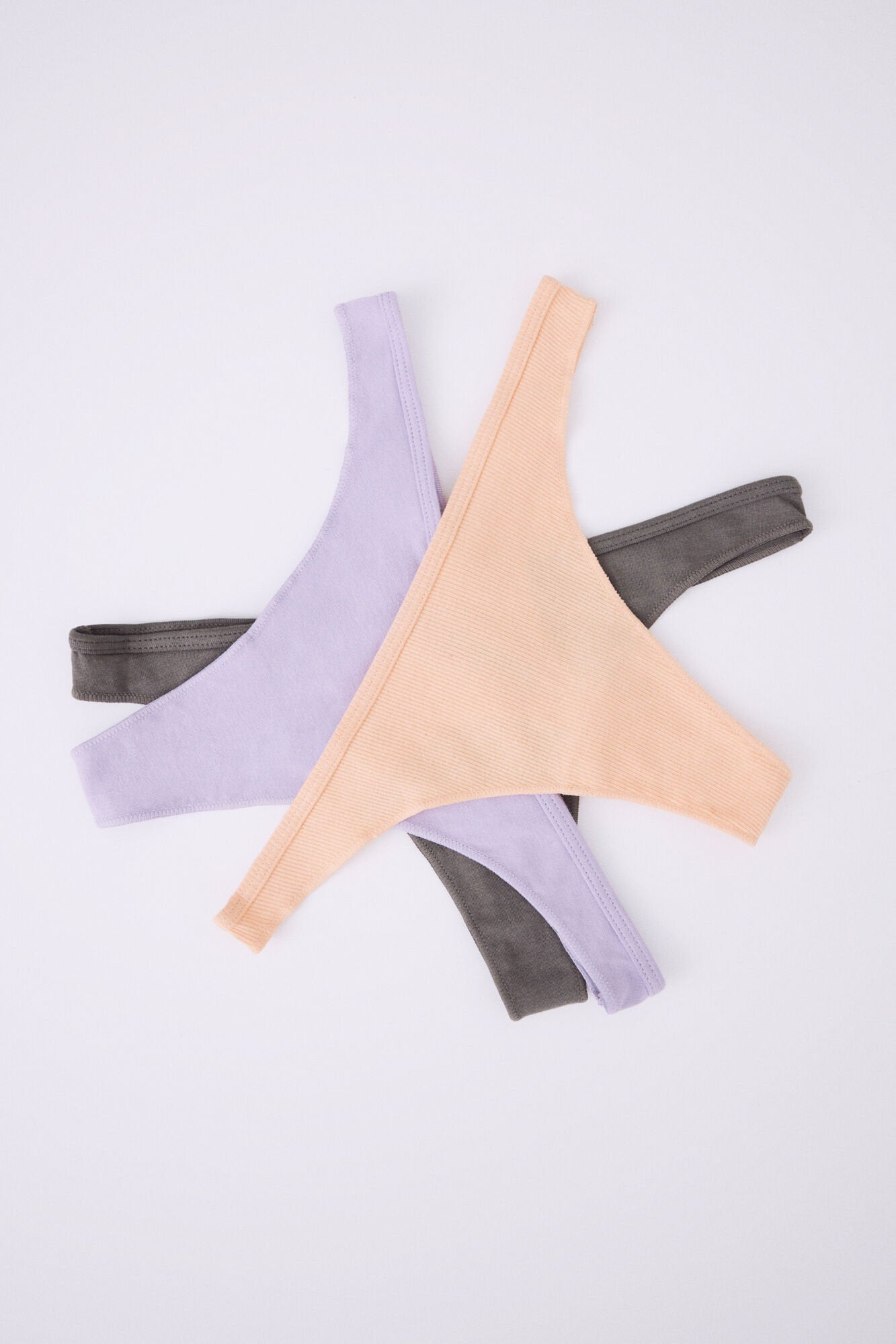 Pack Of 3 Cotton Thongs In Lilac, Yellow &amp; Brown_03